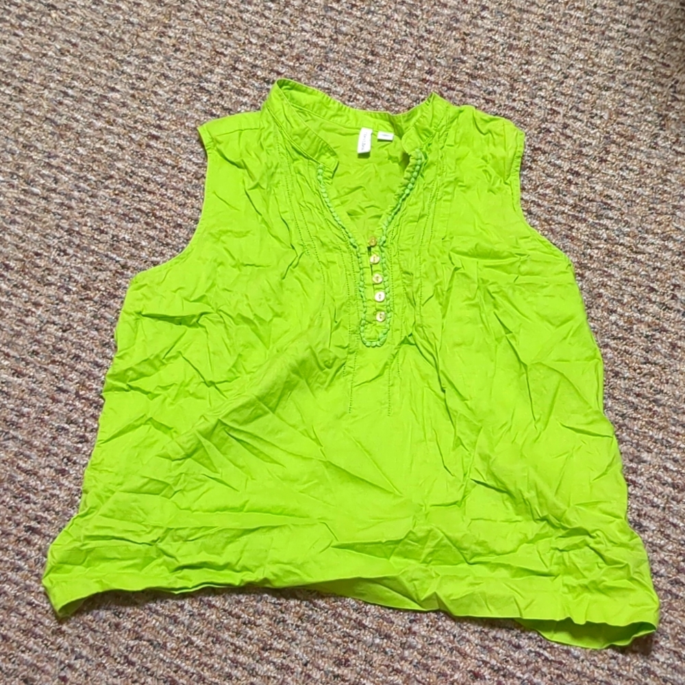Bright Green Sleeveless Blouse